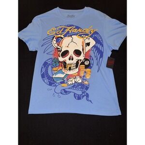 ED HARDY Short Sleeve T-Shirt Winer Takes All Skull And Dice Size Medium